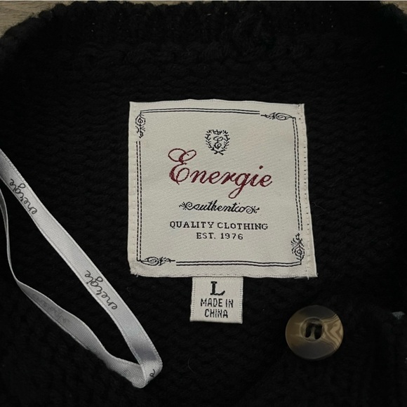 Energie Women's Black Knit Button Down Flare Cardigan Size L - Picture 8 of 8